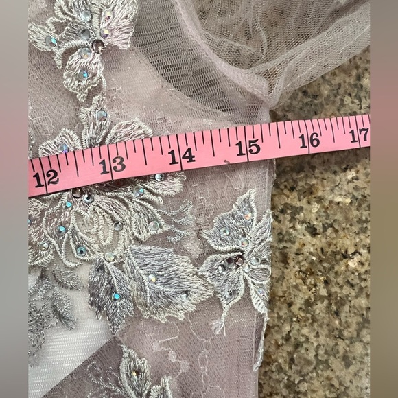 MAC DUGGAL Lace Tulle A Line Midi Dress in Vintage Lilac Size 6 Style 30681 NWT - Picture 5 of 14